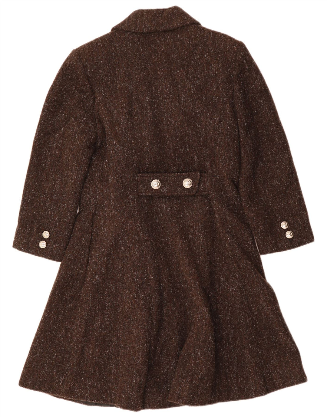 VINTAGE Γυναικείο παλτό με διπλό στήθος UK 12 Μαλλί με μεσαίο καφέ