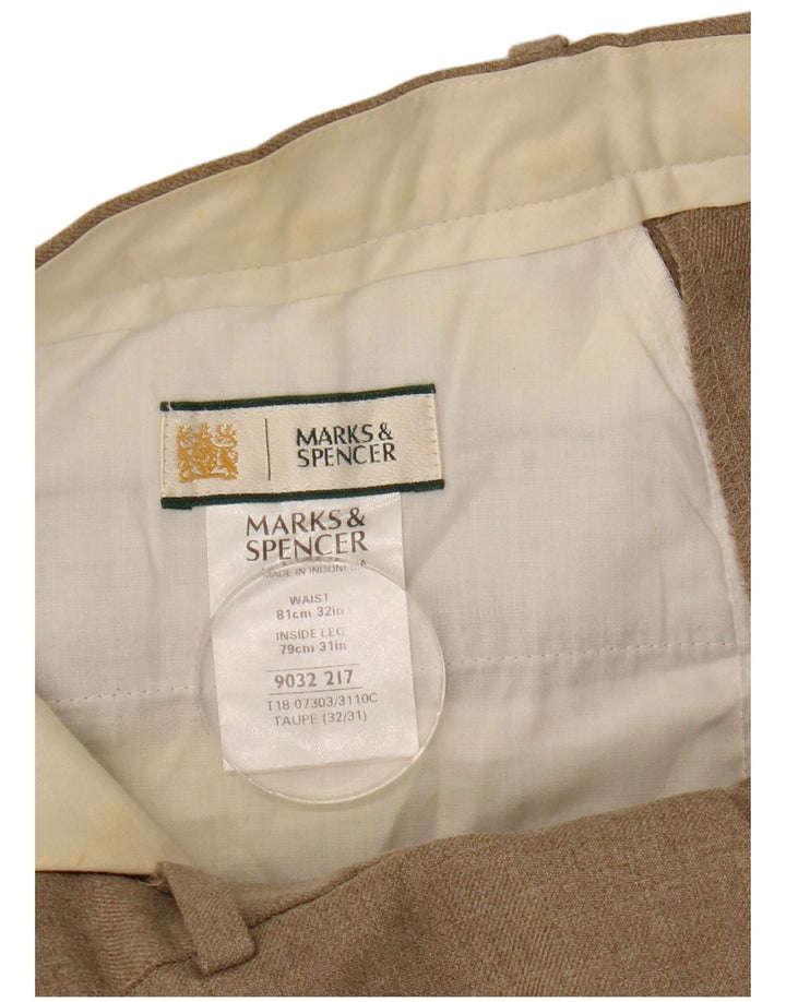 Marks & Spencer Ανδρικό ίσιο παντελόνι Chino W32 L31 Beige Polyester