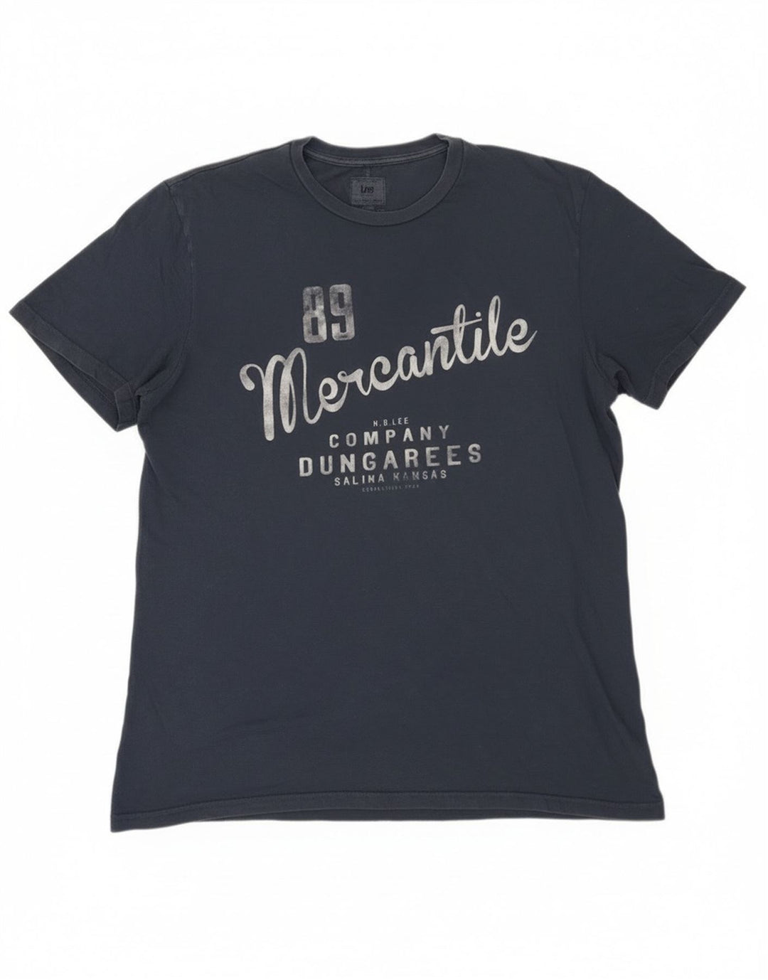 Ανδρικό γραφικό T-Shirt Lee Top από μεσαίο μπλε ναυτικό βαμβακερό