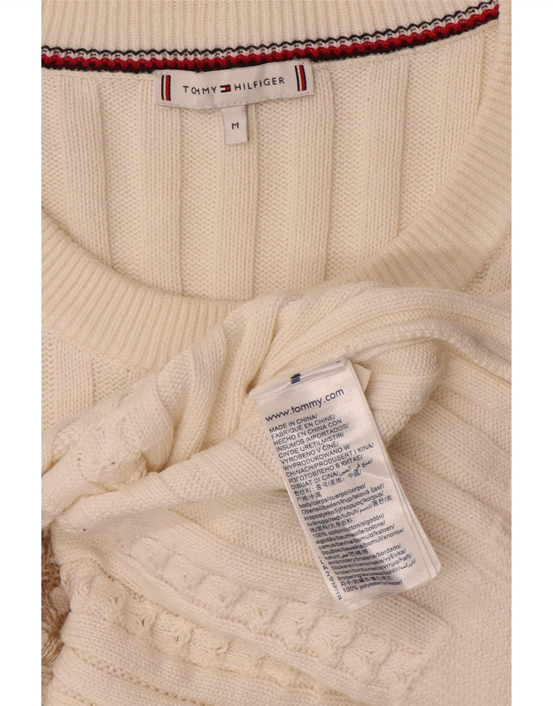 Γυναικείο πουλόβερ Tommy Hilfiger Graphic Crew Neck Jumper UK 14 Medium White