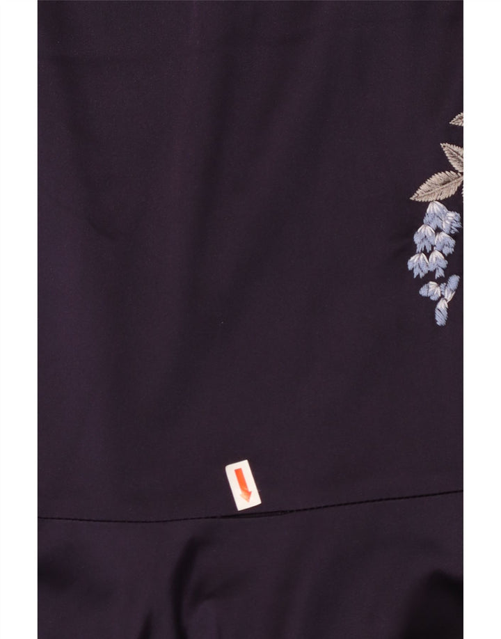 KAREN MILLEN Γυναικείο Στράπλες Φόρεμα UK 10 Small Purple Floral Silk