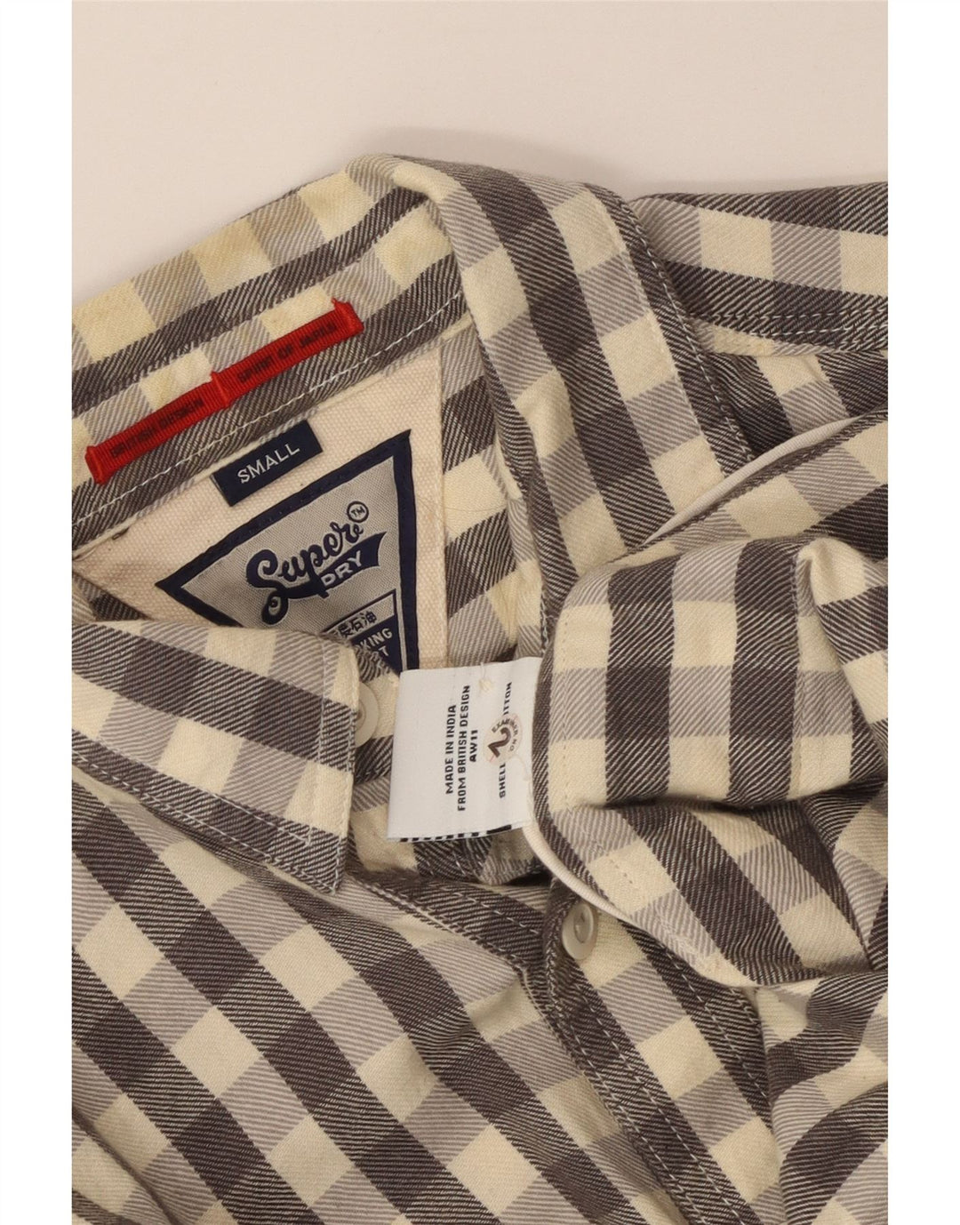 Ανδρικό πουκάμισο Superdry Flannel Μικρό Γκρι βαμβακερό Gingham