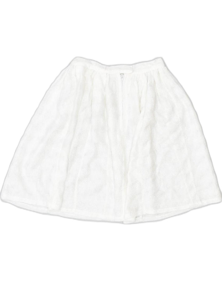 VINTAGE Womens Flared Skirt W22 XS White Viscose | Vintage | Thrift | Second-Hand | Used Clothing | Messina Hembry 
