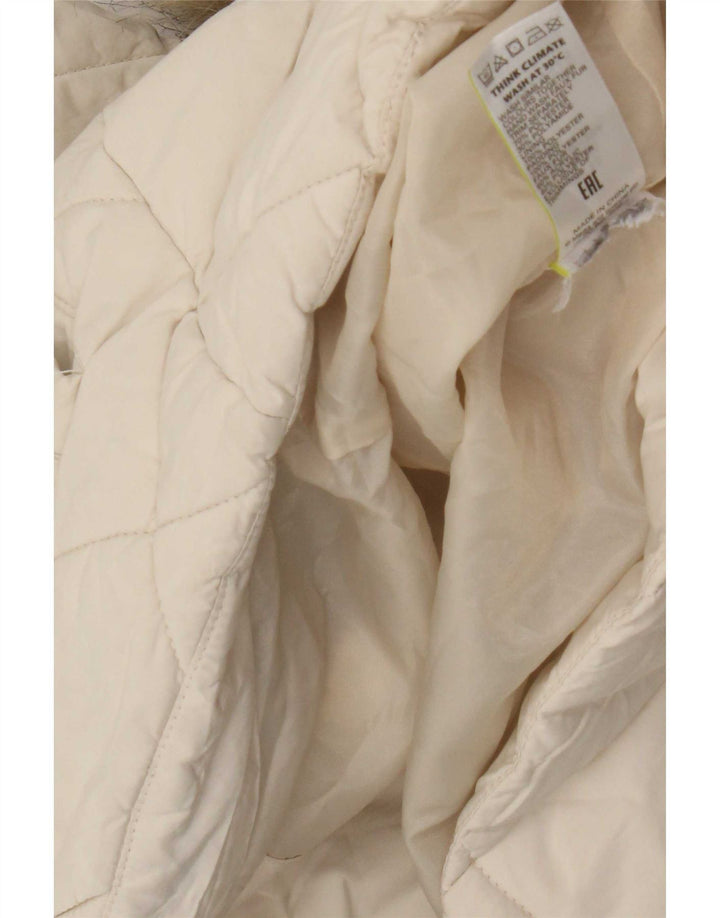 Marks & Spencer Γυναικείο Καπιτονέ μπουφάν με κουκούλα UK 12 μεσαίο λευκό πολυεστέρας