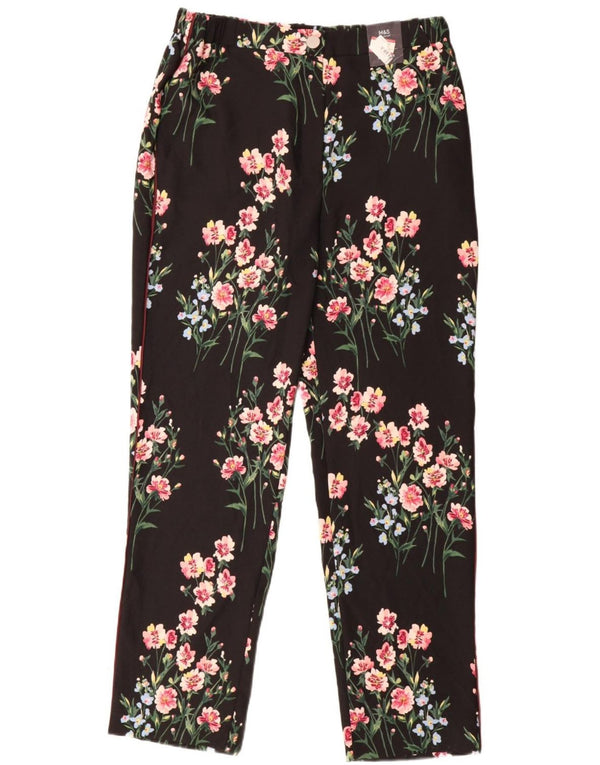 Marks & Spencer Γυναικεία Casual Παντελόνια UK 14 Large W34 L33 Black Floral