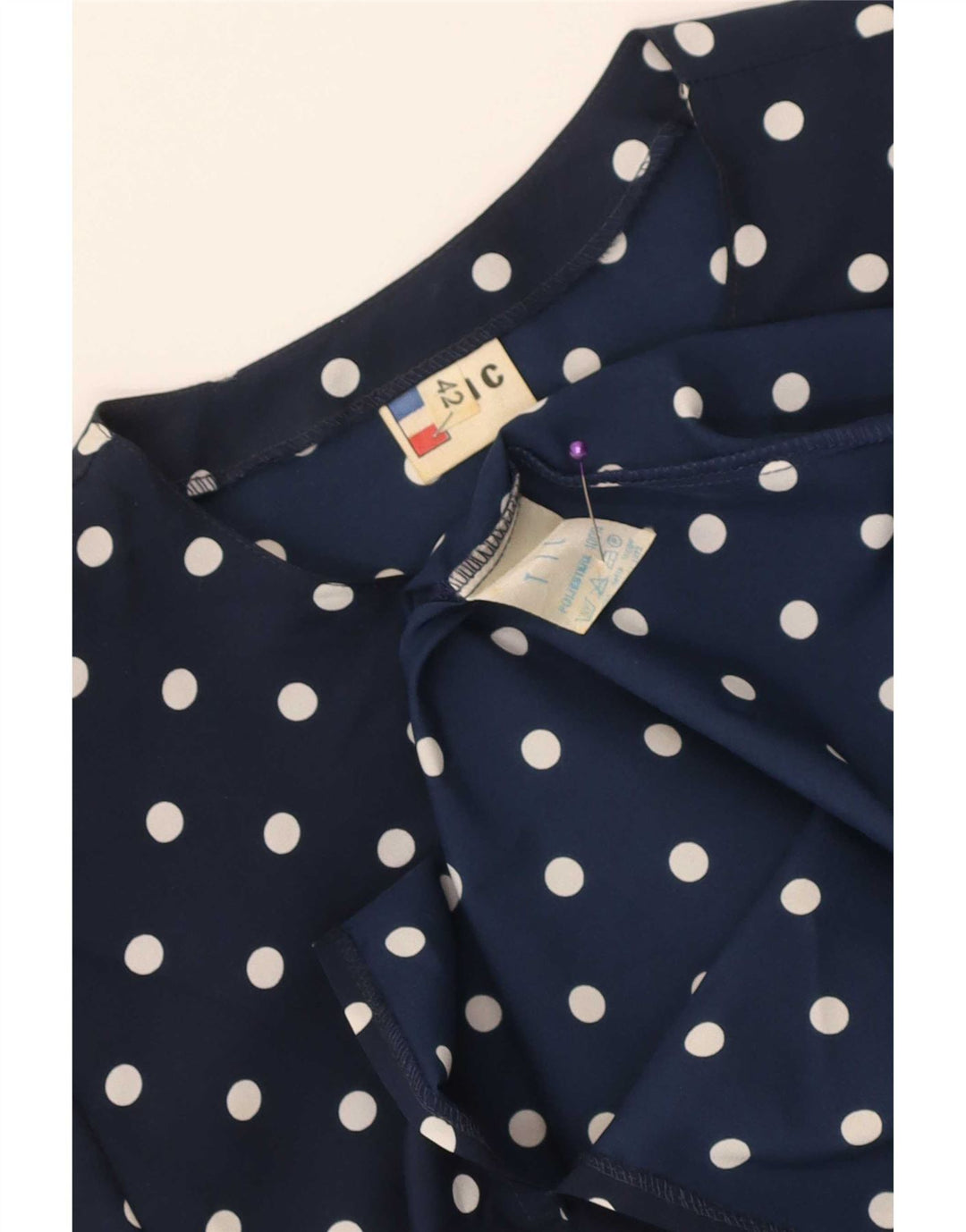 Vintage Γυναικείο φόρεμα Peplum IT 42 Medium Navy Blue Pot Polyester
