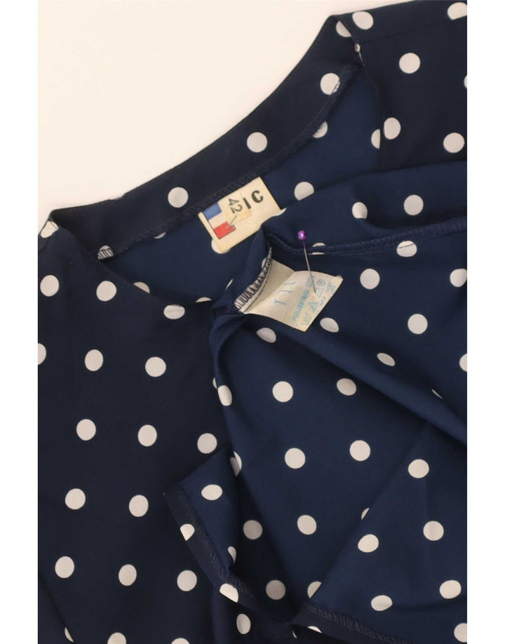 Vintage Γυναικείο φόρεμα Peplum IT 42 Medium Navy Blue Pot Polyester