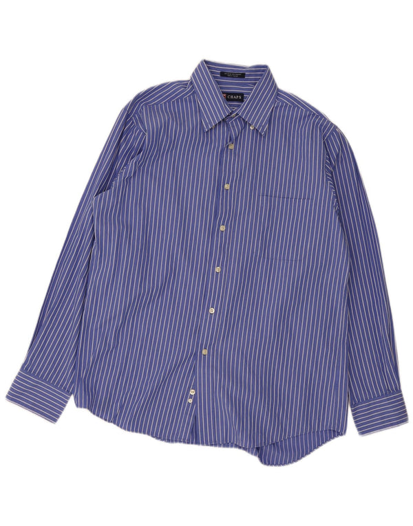 Chaps Mens Shirt Size 16 Large Blue Pinstripe Cotton