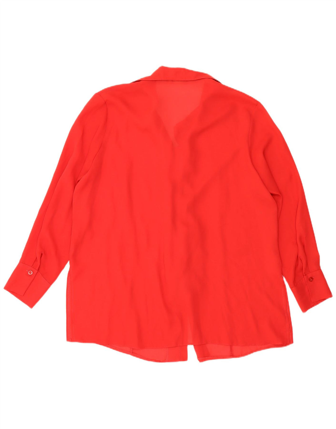 Vintage γυναικείο βολάν μπλούζα μπροστινό UK 18 XL Κόκκινο πολυεστέρα