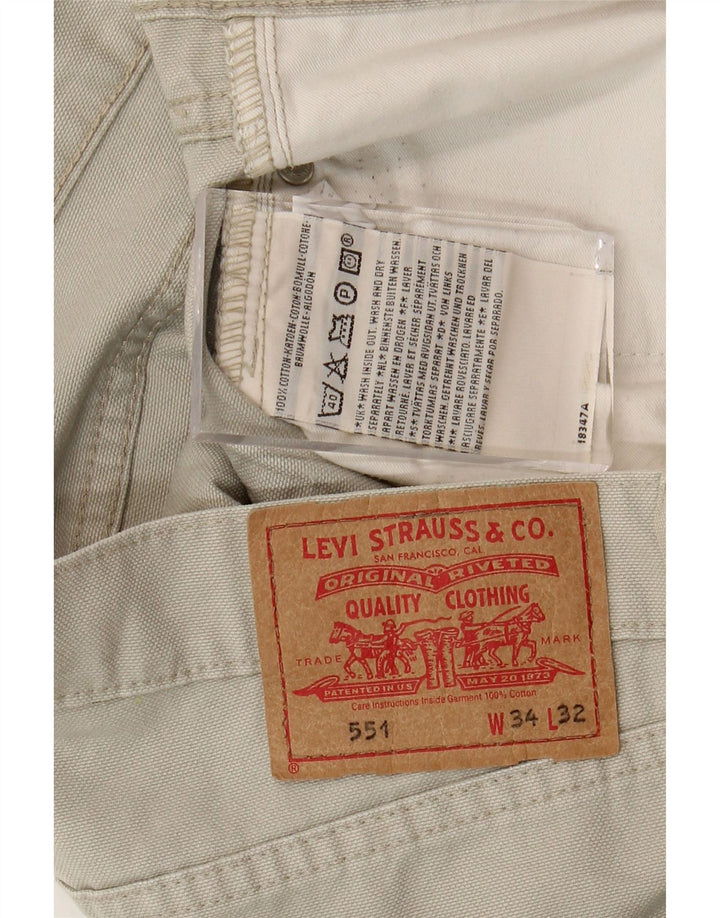 Levi's Mens 551 Straight Jeans W34 L32 Μπεζ βαμβακερό