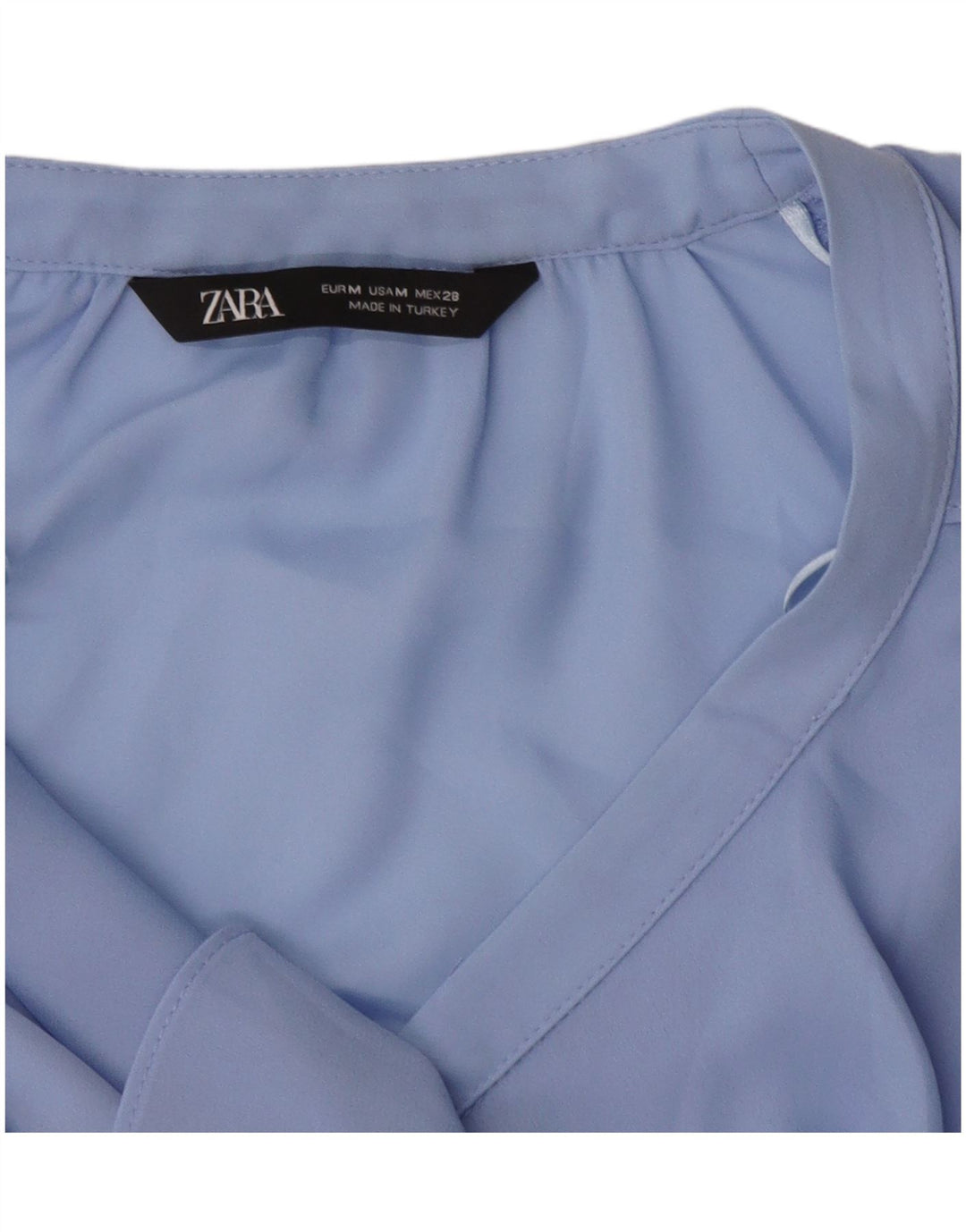 ZARA Γυναικείο πουκάμισο βολάν μπλούζα UK 14 Medium Blue