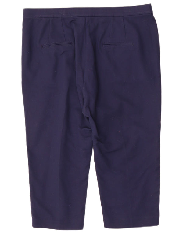 Marks & Spencer Womens Capri Trousers UK 18 XL W36 L20 Navy Blue Cotton