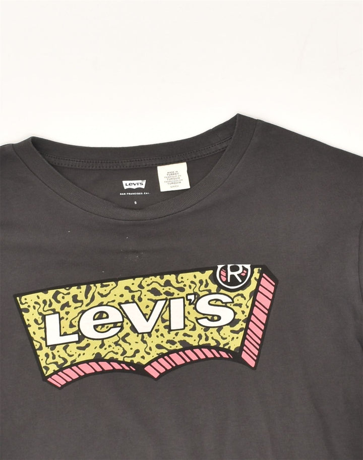 LEVI'S Womens Graphic T-Shirt Top UK 10 Small Black Cotton | Vintage Levi's | Thrift | Second-Hand Levi's | Used Clothing | Messina Hembry 