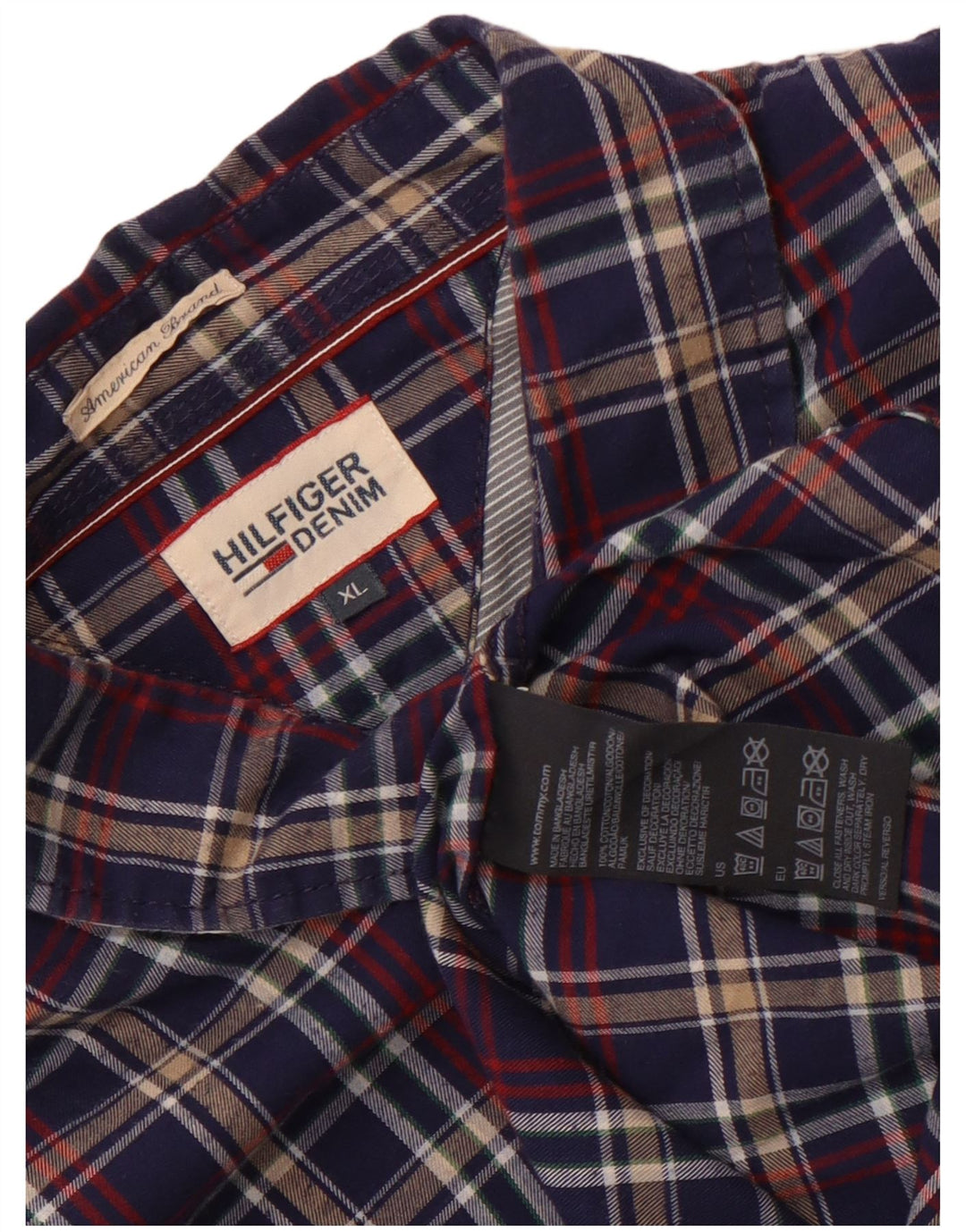 Ανδρικό φανελένιο πουκάμισο Tommy Hilfiger XL Navy Blue Check Cotton