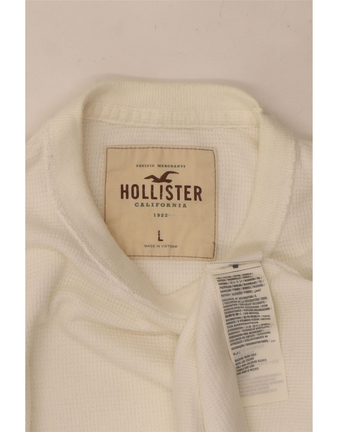 Ανδρικό τοπ HOLLISTER Μακρυμάνικο μεγάλο λευκό βαμβακερό