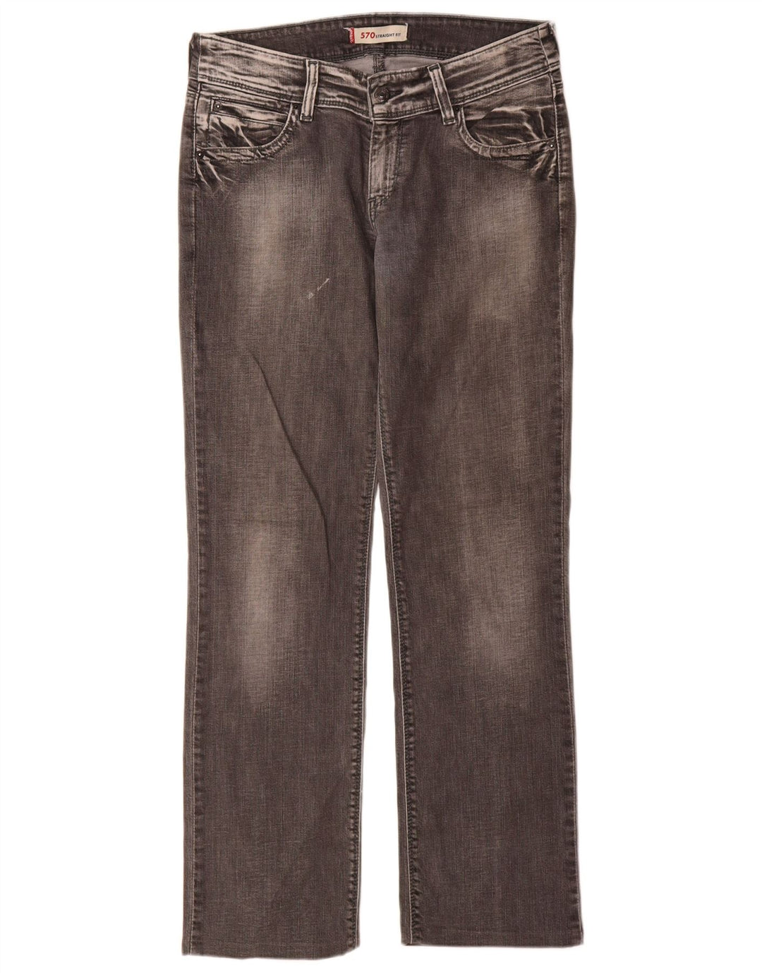 Levi's Womens 570 Straight Jeans W32 L34 Γκρι βαμβακερό