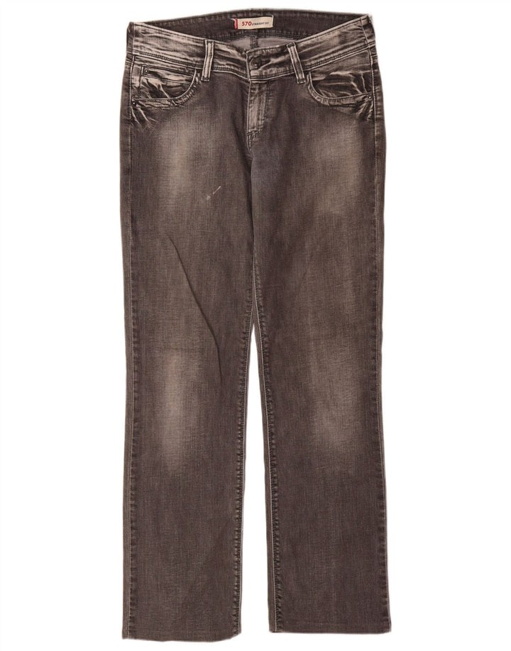 Levi's Womens 570 Straight Jeans W32 L34 Γκρι βαμβακερό