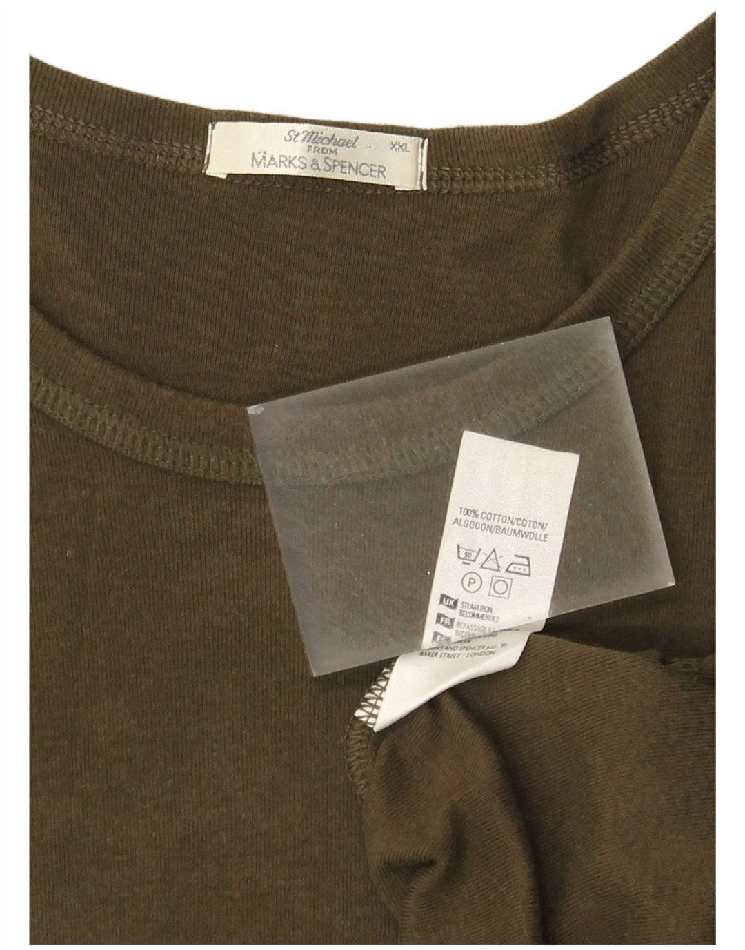 Marks & Spencer Ανδρικό τοπ μακρυμάνικο 2XL Χακί βαμβακερό