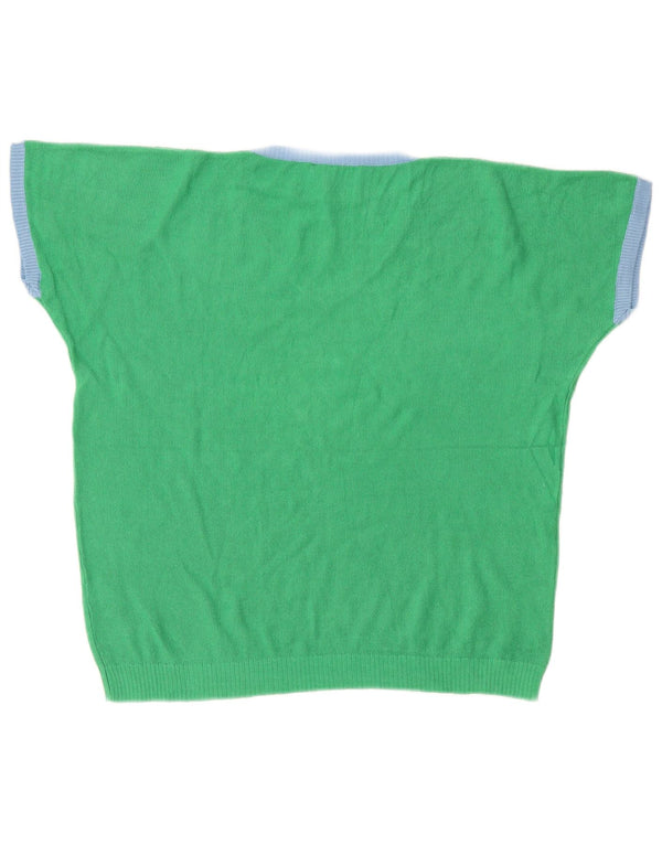 Vintage γυναικείο πουλόβερ Roma με κοντό μανίκι με V λαιμόκοψη UK 14 Large Green