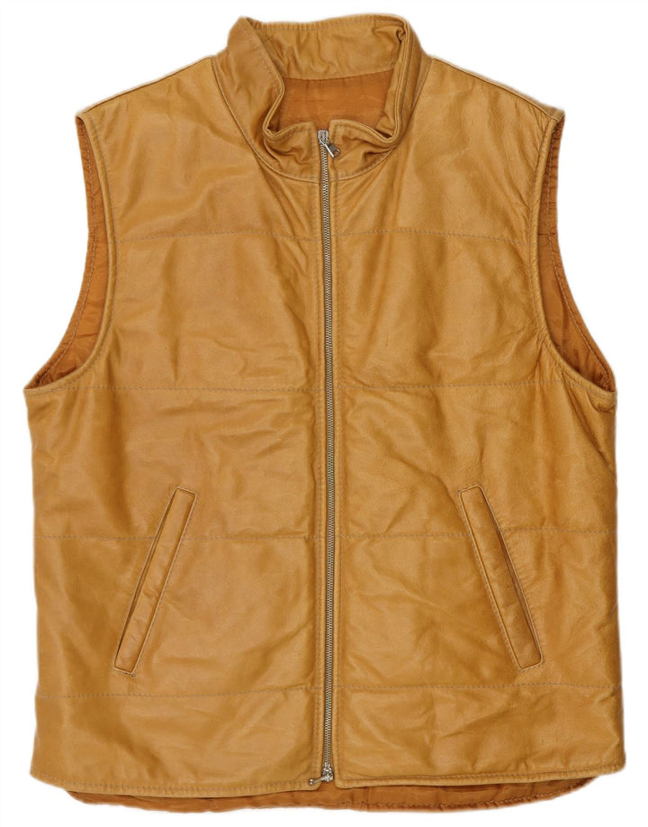 Saks Club Ανδρικό Δερμάτινο Gilet IT 48 Medium Beige