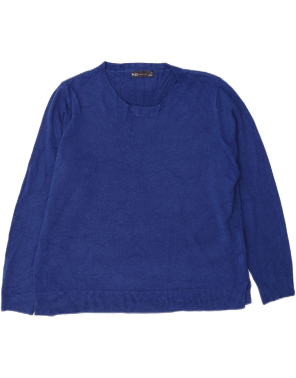 Marks & Spencer Γυναικείο πουλόβερ με λαιμό σκάφος UK 20 2XL Μπλε Ακρυλικό