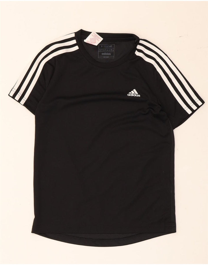 Adidas Boys Aeroready T-Shirt Top 9-10 Years Black Polyester