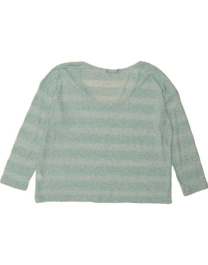 MARKS & SPENCER Womens Oversized Top Long Sleeve UK 18 XL  Green Striped Vintage Marks & Spencer and Second-Hand Marks & Spencer from Messina Hembry 