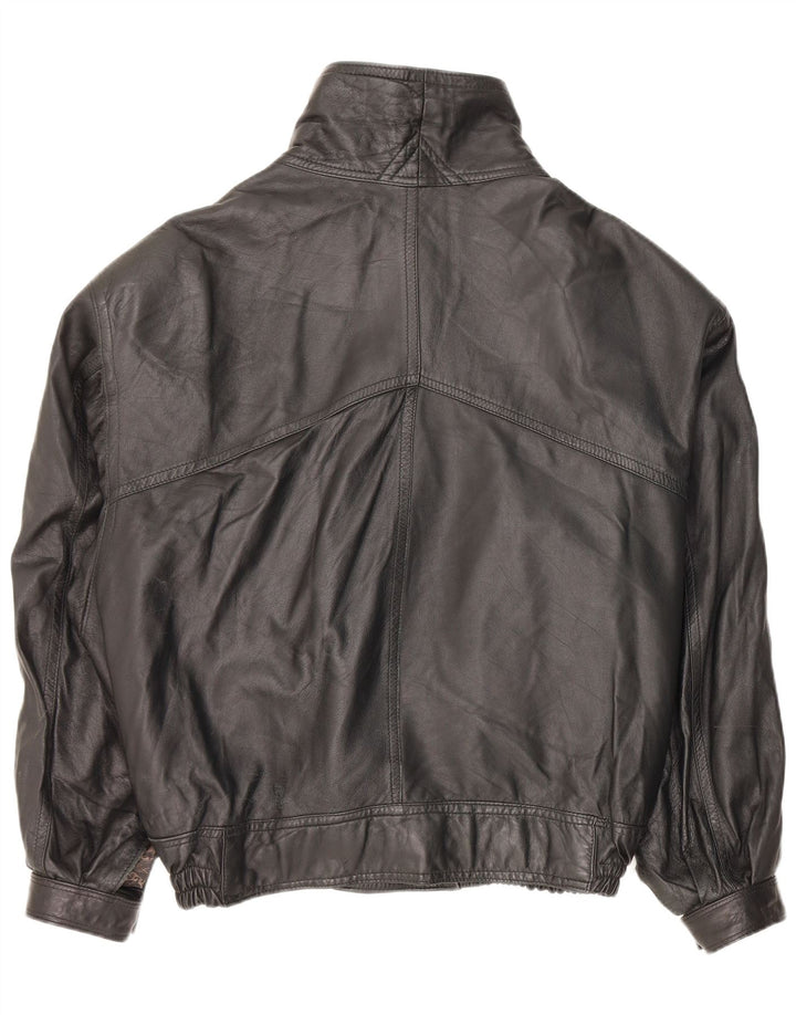 Vintage Ανδρικό Διπλό Δερμάτινο Μπουφάν IT 52 XL Μαύρο Δερμάτινο