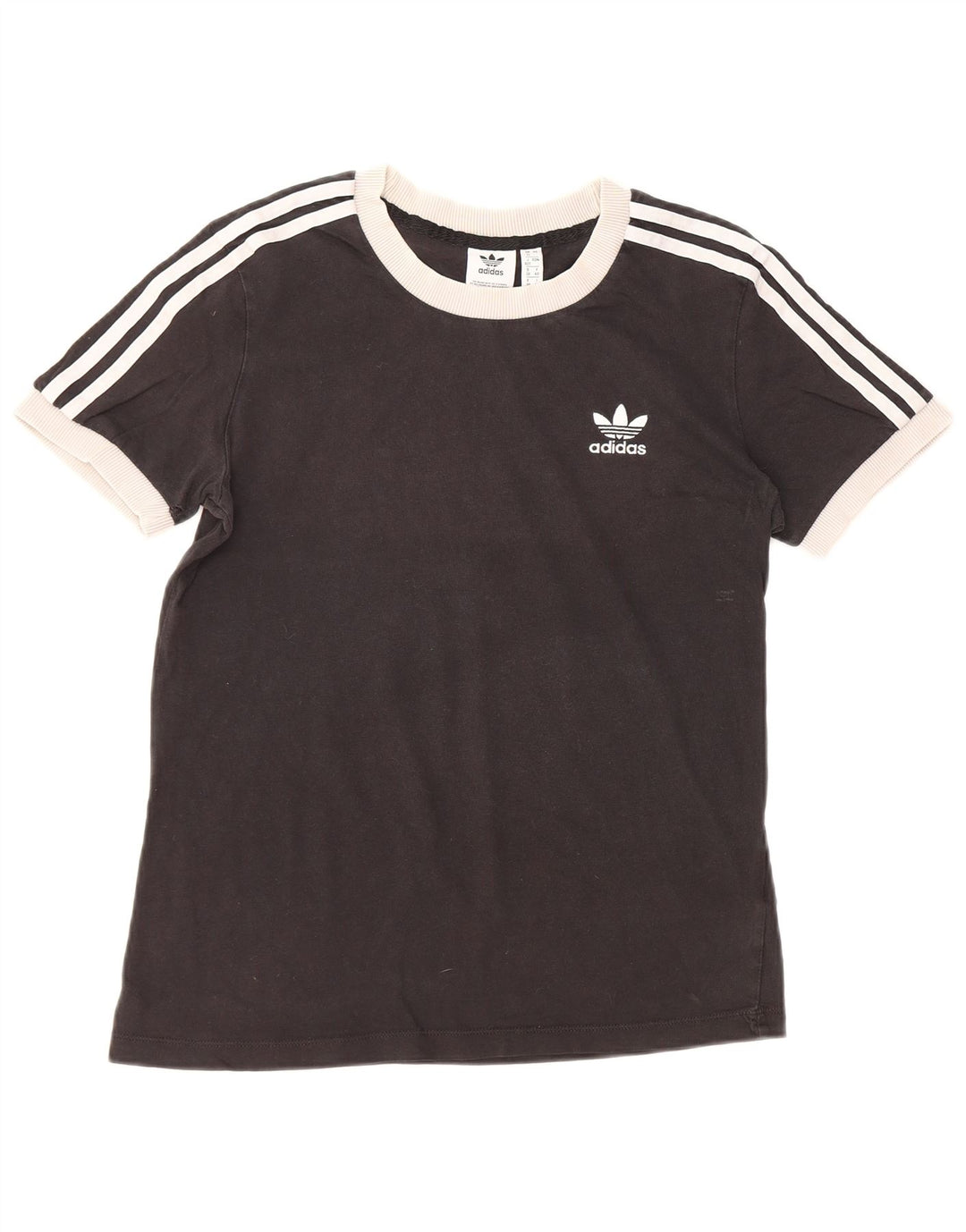Γυναικείο T-Shirt ADIDAS Top UK 12 μεσαίο μαύρο βαμβακερό
