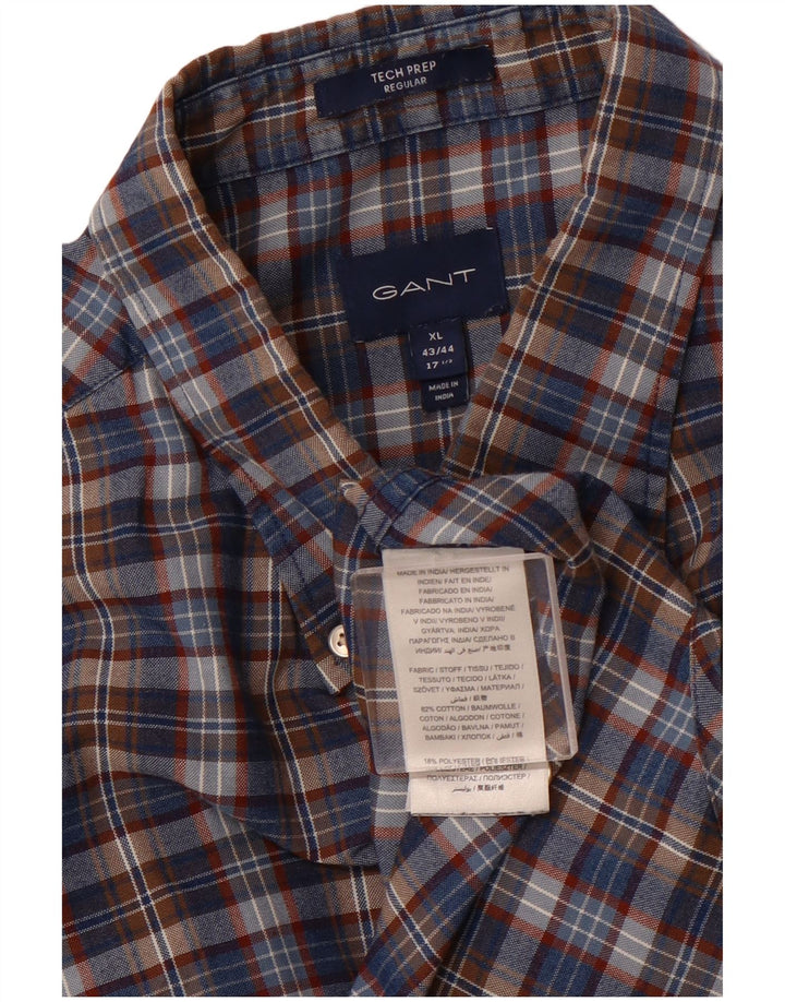 Ανδρικό πουκάμισο GANT Regular Fit Size 43/44 17 1/2 XL Navy Blue Check Cotton