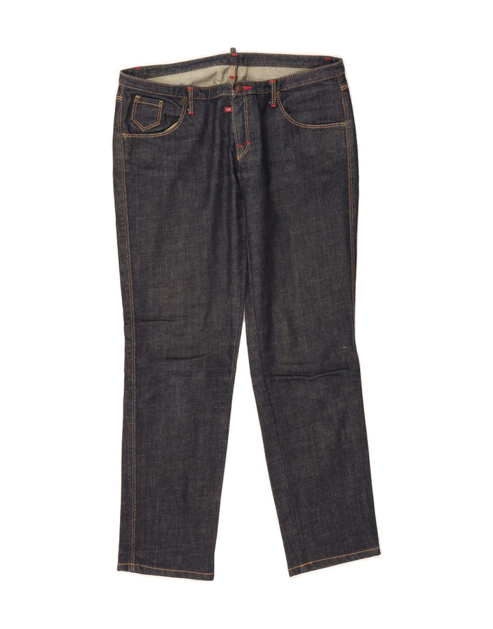 DSQUARED Womens Low Waist Straight Jeans IT 40 Medium W28 L26 Navy Blue Vintage Dsquared and Second-Hand Dsquared from Messina Hembry 