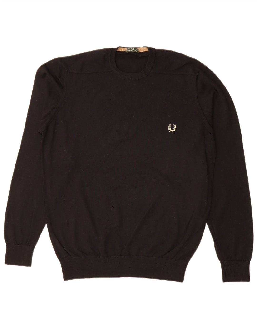 Fred Perry Ανδρικό πουλόβερ με λαιμόκοψη, μεγάλο μαύρο μάλλινο