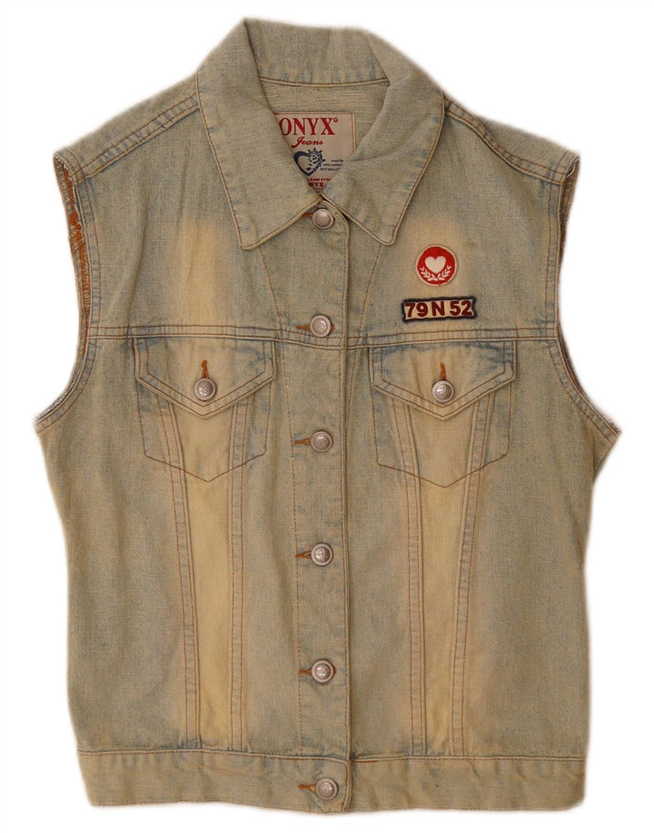 Onyx Γυναικείο Τζιν Gilet UK 10 Small Blue Cotton