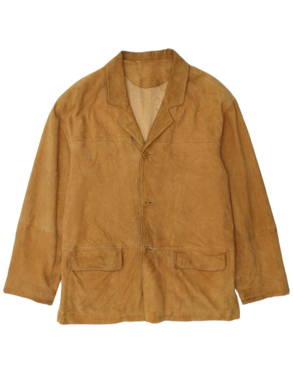 Vintage ανδρικό σουέτ σακάκι με 3 κουμπιά UK 38 Medium Beige Leather