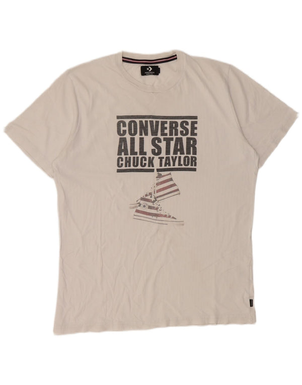Converse Mens Chuck Taylor Graphic T-Shirt Top Medium White Cotton