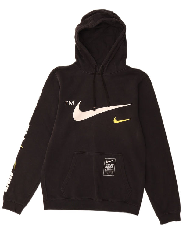 Ανδρικό γραφικό μπλουζάκι με κουκούλα Nike, μικρό μαύρο βαμβακερό