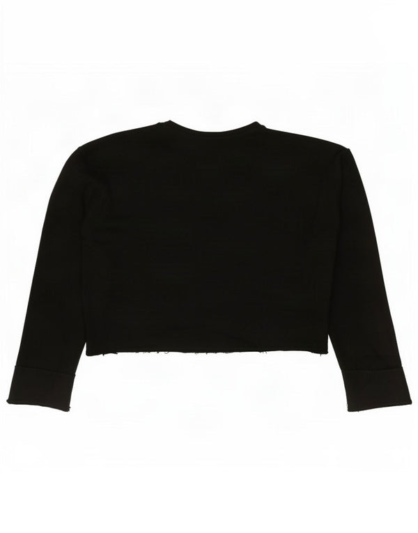 Zara Γυναικείο Crop Oversized Top Μακρύ μανίκι UK 14 Medium Black Viscose