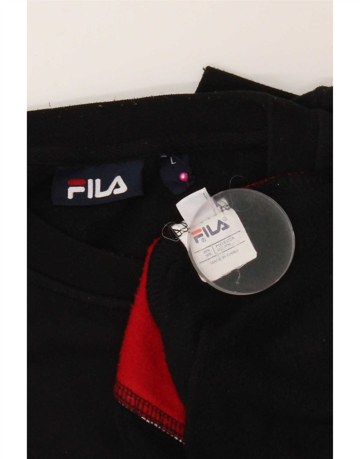 Ανδρικό γραφικό φούτερ Fila Jumper Μεγάλο μαύρο χρώμα πολυεστέρα