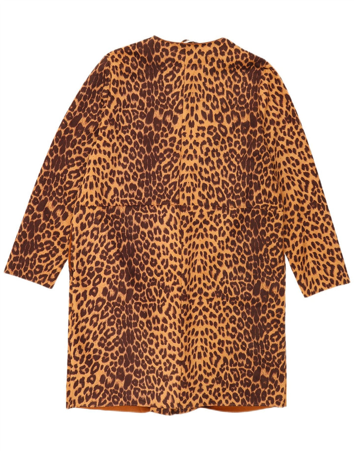 Zara Γυναικείο Ανοιχτό Παλτό UK 18 XL καφέ Animal Print Polyester