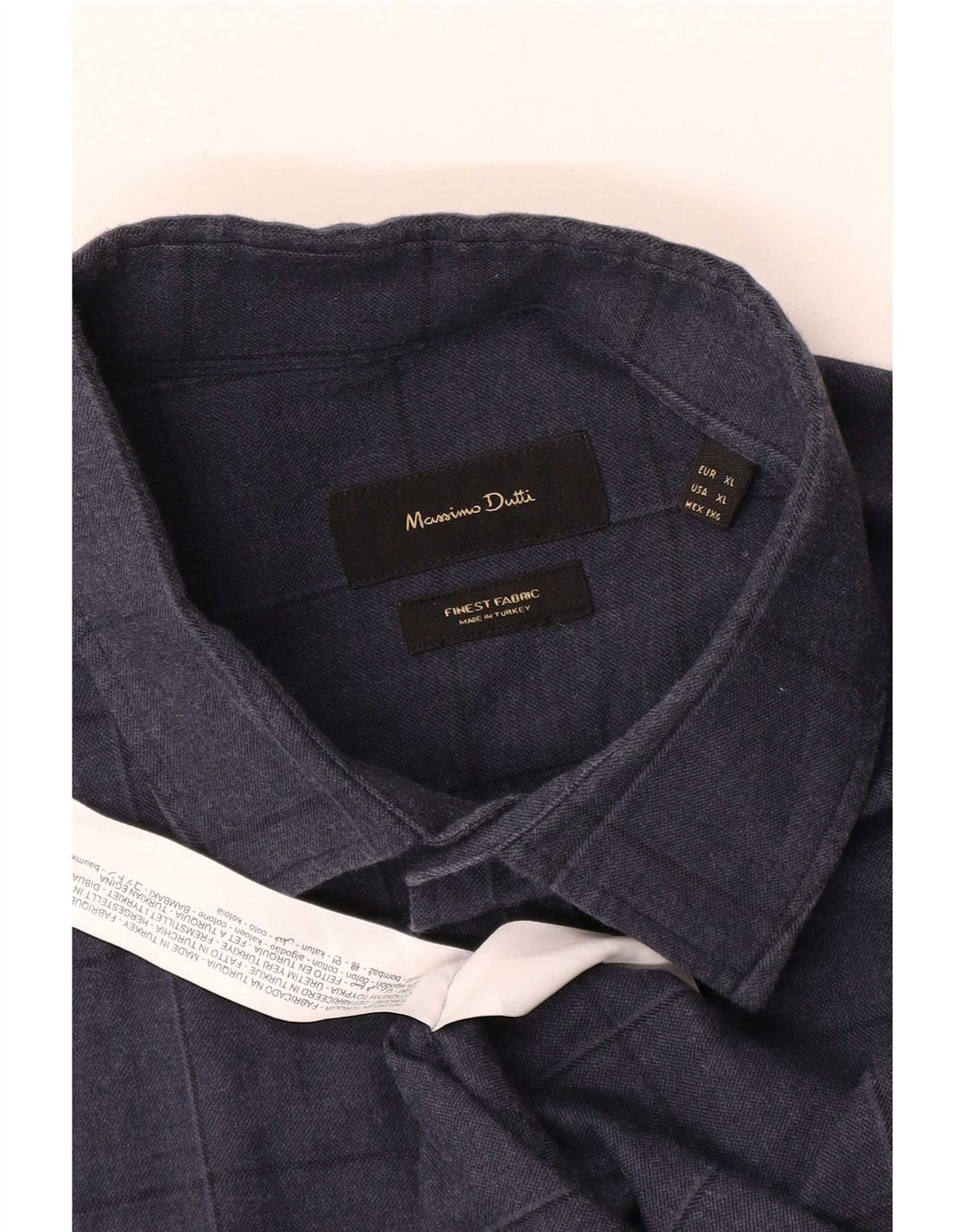 Ανδρικό πουκάμισο Massimo Dutti XL Navy Blue Check Cotton