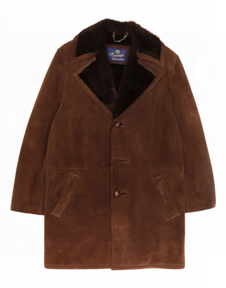 Vintage Ανδρικό παλτό Shearling UK 38 Medium Brown Suede