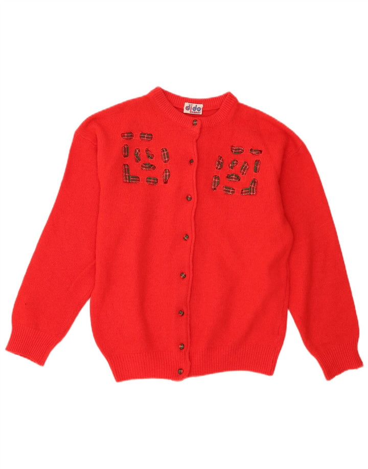 Vintage γυναικεία ζακέτα πουλόβερ UK 14 μεσαίο κόκκινο μαλλί