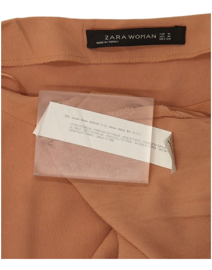 Zara γυναικείο τοπ μακρυμάνικο UK 12 μεσαία καφέ βισκόζη