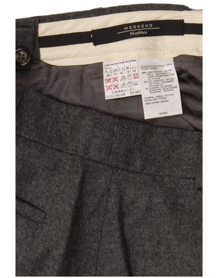 Max Mara Γυναικεία φούστα Σαββατοκύριακου A-Line UK 12 Medium W28 Γκρι παρθένο μαλλί