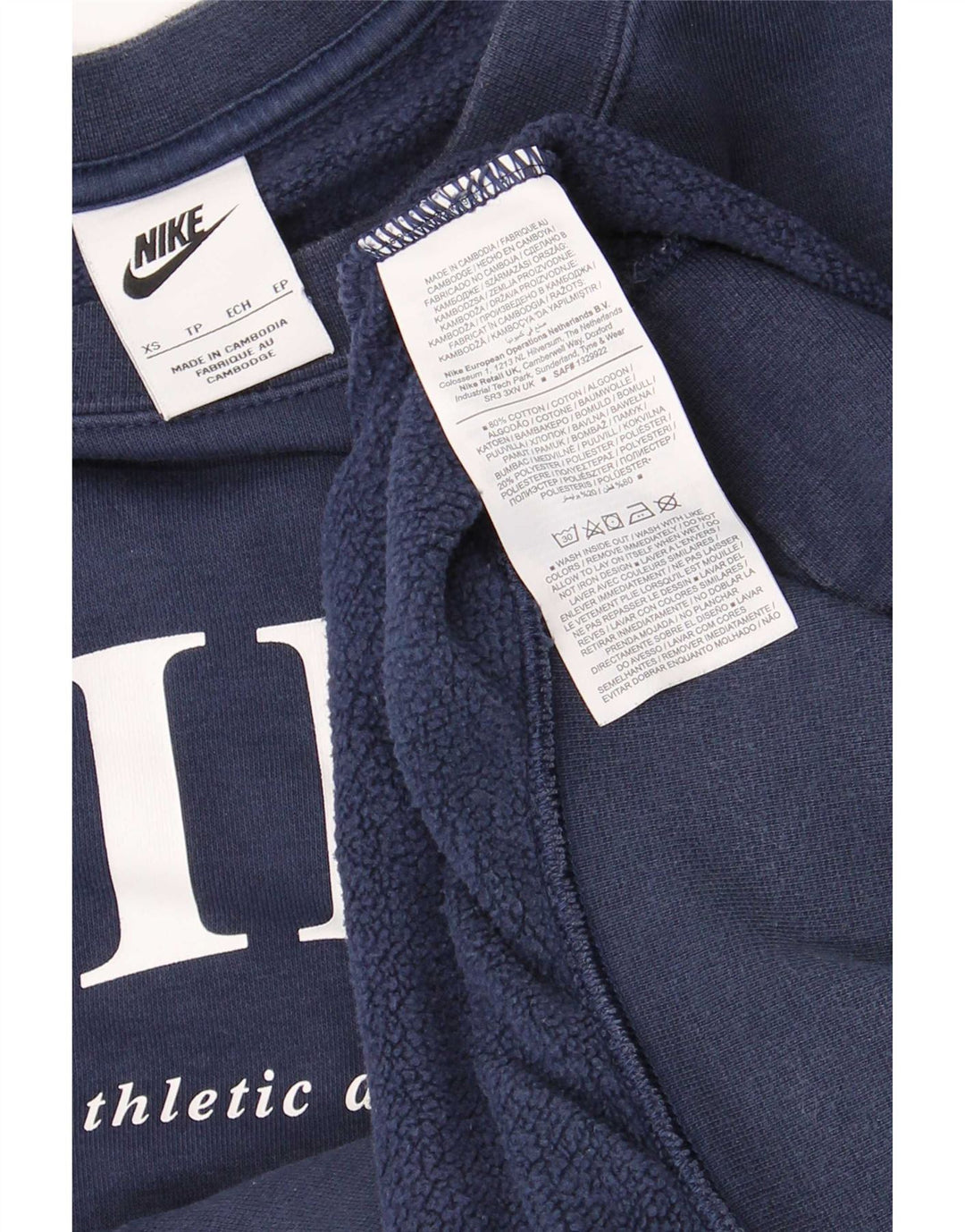Ανδρική γραφική μπλούζα μεγάλου μεγέθους Nike Jumper XS Navy Blue Cotton