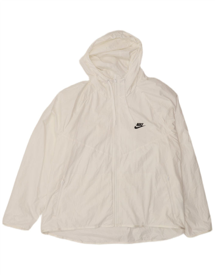 Ανδρικό μπουφάν βροχής με κουκούλα Nike UK 44 2XL Λευκός πολυεστέρας