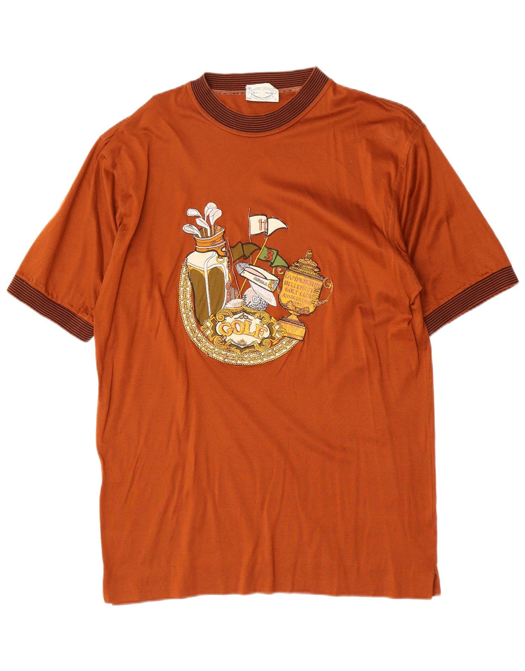 Vintage Ανδρικό γραφικό T-Shirt Top Μεσαίο Καφέ