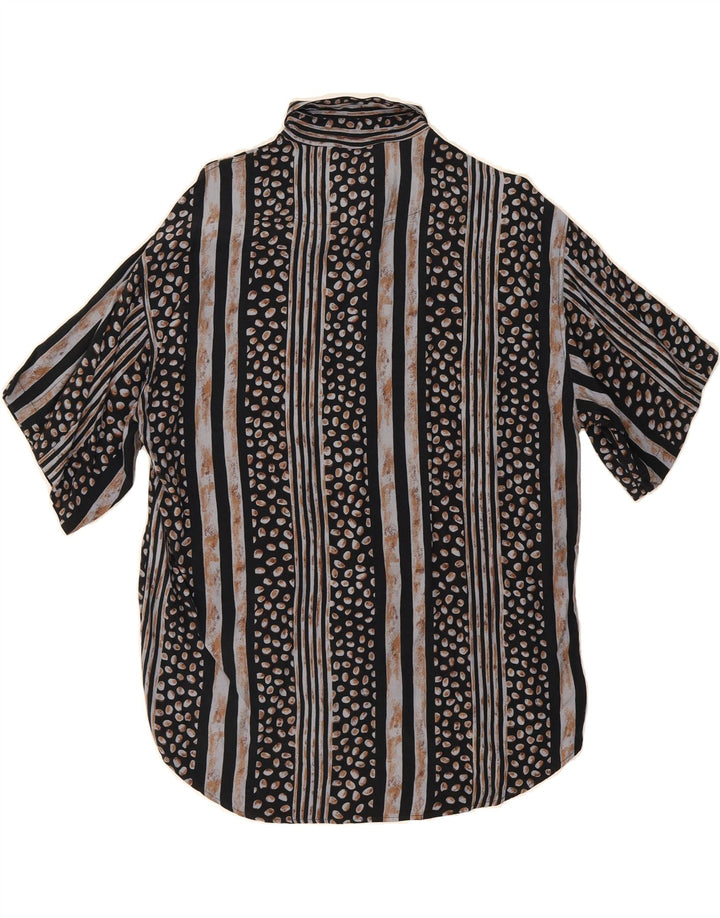 KANTAROS Mens Short Sleeve Shirt Medium Black Striped Vintage Kantaros and Second-Hand Kantaros from Messina Hembry 