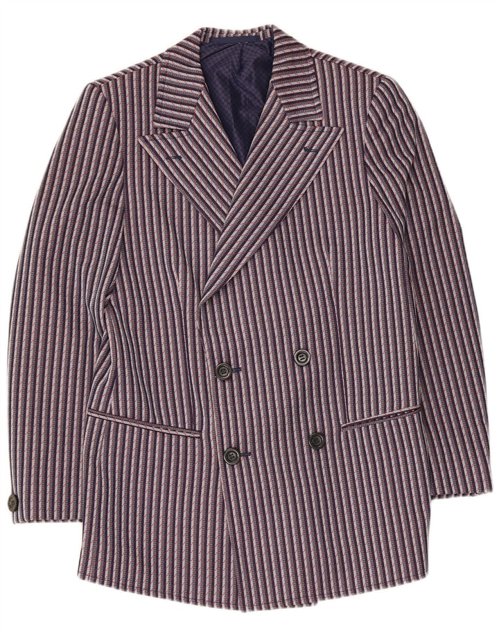 Vintage γυναικείο διπλό μπουφάν μπλέιζερ EU 44 XL Navy Blue ριγέ