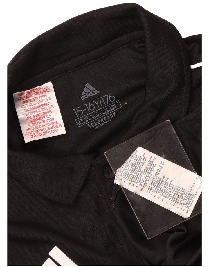 ADIDAS Boys Aeroready Polo πουκάμισο 15-16 ετών Μαύρο Πολυεστέρας